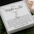 Mother in Law Necklace | Elegant Ribbon Pendant with Cubic Zirconia | 14k White Gold Over Stainless Steel | Heartfelt Gift fr