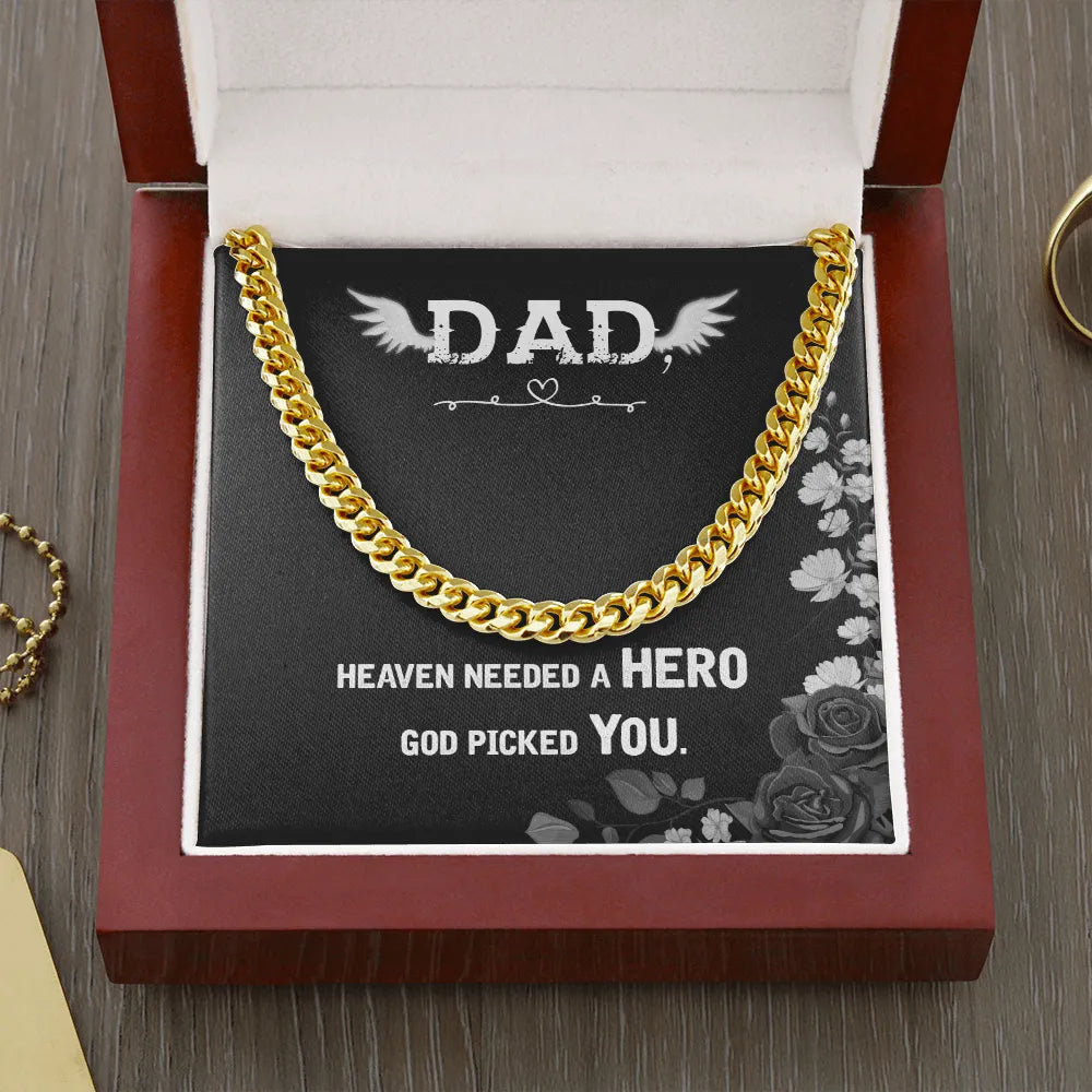Memorial Dad Necklace | Cuban Link Chain With Meaningful Message Card | Premium Stainless Steel Jewelry | Sympathy Gift for G