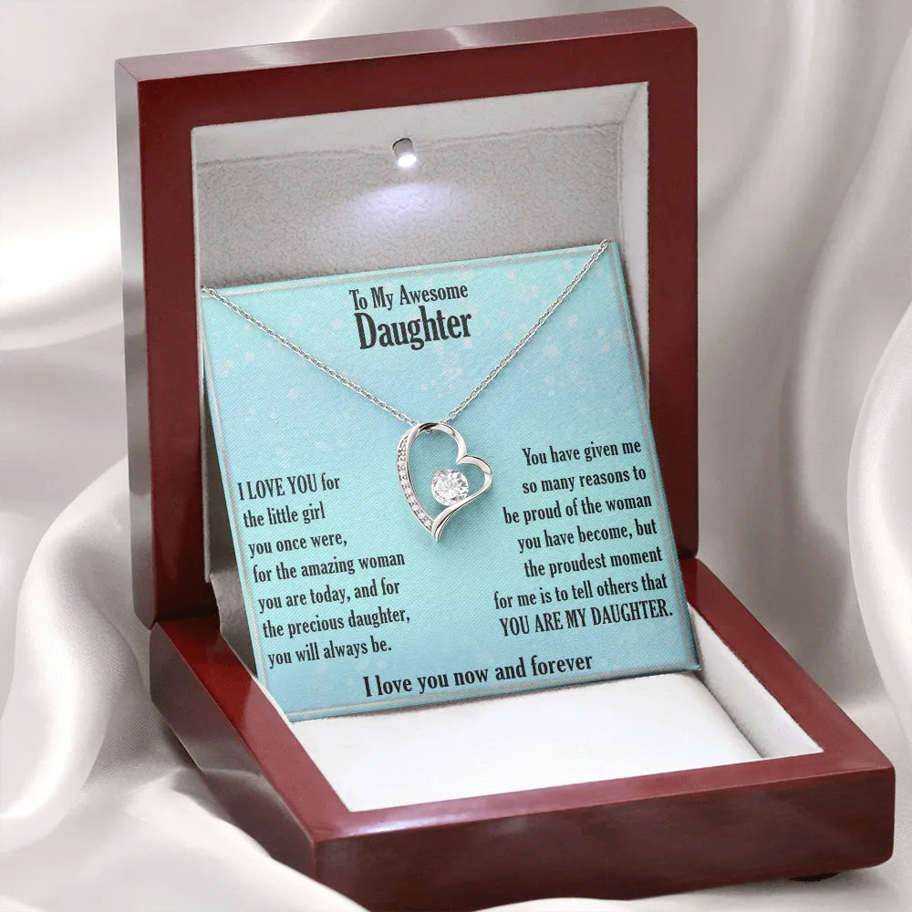 Forever Love Necklace for Daughter | Heart Pendant with Cubic Zirconia | 14K Gold Finish | Meaningful Birthday Gift for Daugh