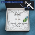 Personalized Cross Necklace for Dad | Memorial Faith Jewelry | Polished Stainless Steel Pendant | Sympathy Gift for Grieving 