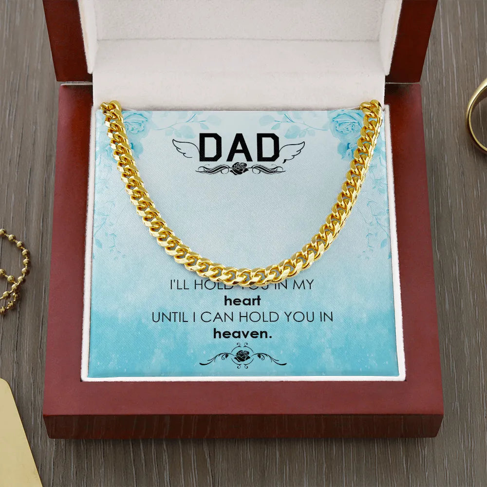 Memorial Dad Necklace | Cuban Link Chain Gift for Loss | Stainless Steel Sentiment Jewelry | Sympathy Gift for Father Remembr