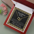 50th Wedding Anniversary Necklace for Wife | 10K Solid Gold Interlocking Hearts | Premium LED Mahogany Gift Box | Romantic Go