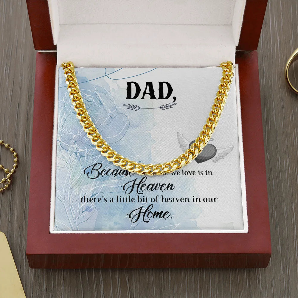 Memorial Cuban Link Chain Necklace | Dad In Heaven Sympathy Gift | Polished Stainless Steel | Meaningful Bereavement Keepsake