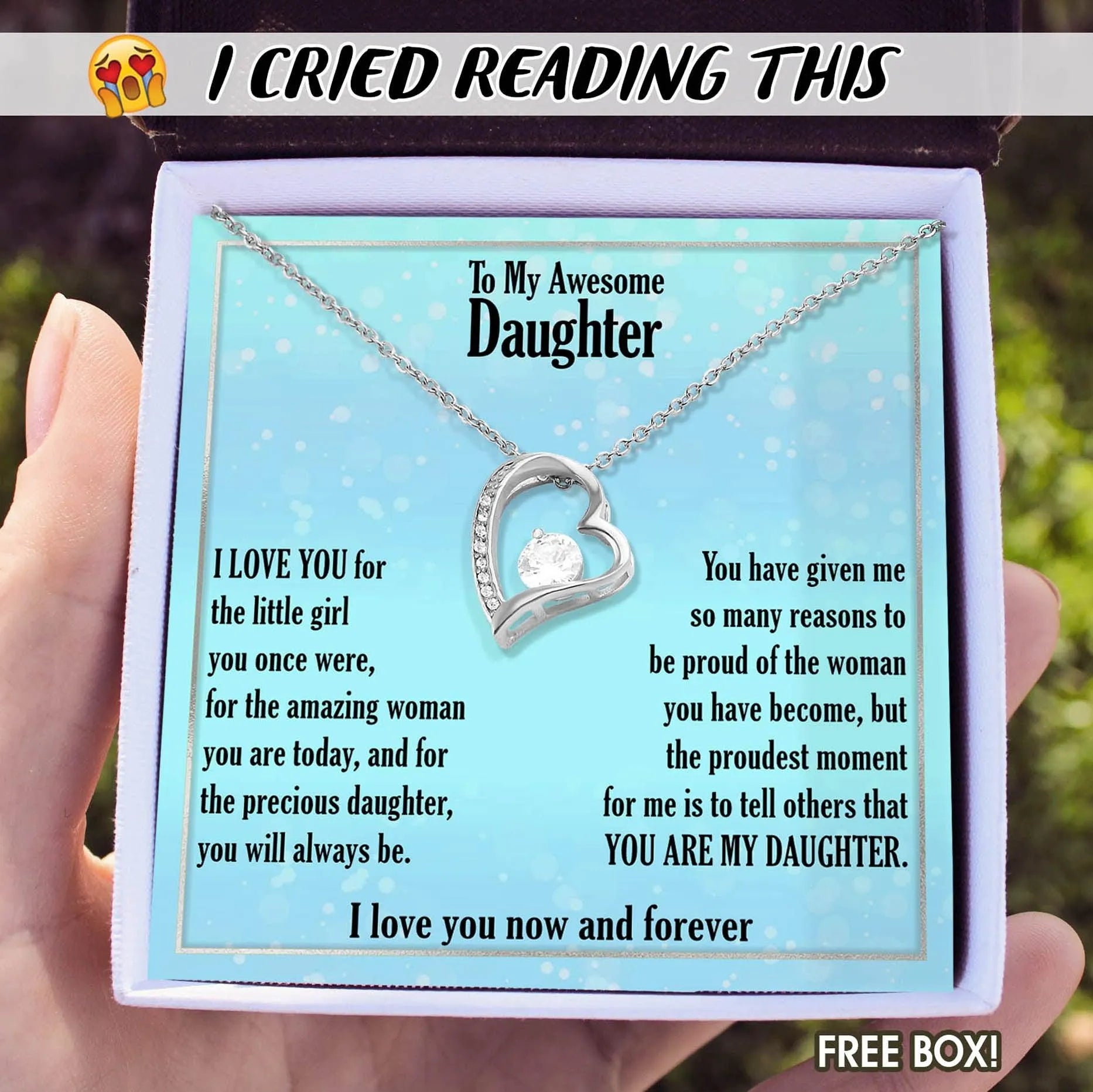 Forever Love Necklace for Daughter | Heart Pendant with Cubic Zirconia | 14K Gold Finish | Meaningful Birthday Gift for Daugh