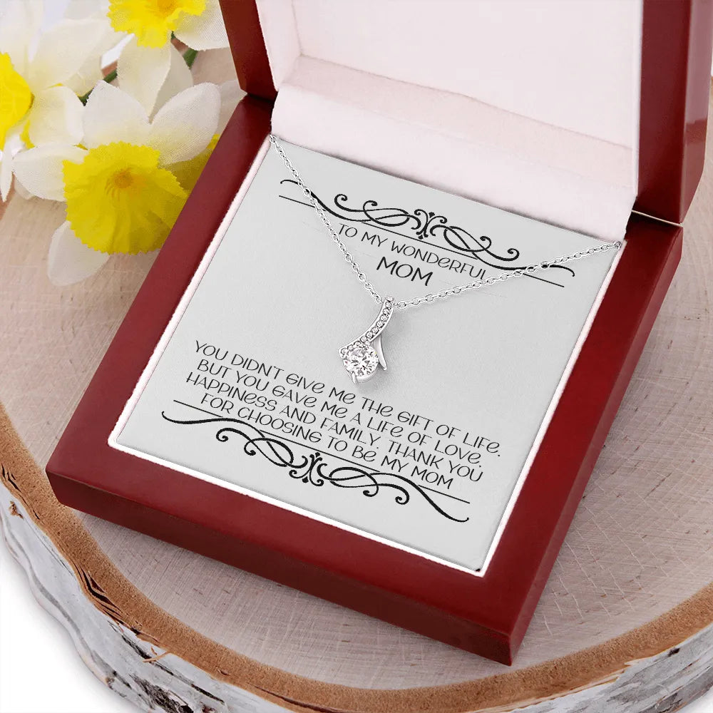 Gift for Stepmom Necklace | Meaningful Adoption Keepsake | 14k White Gold Over Stainless Steel | Birthday or Mother's Day 202