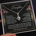 Daughter Necklace Gift | Alluring Beauty Pendant with Message Card | 14K White Gold Finish | Meaningful Birthday or Graduatio