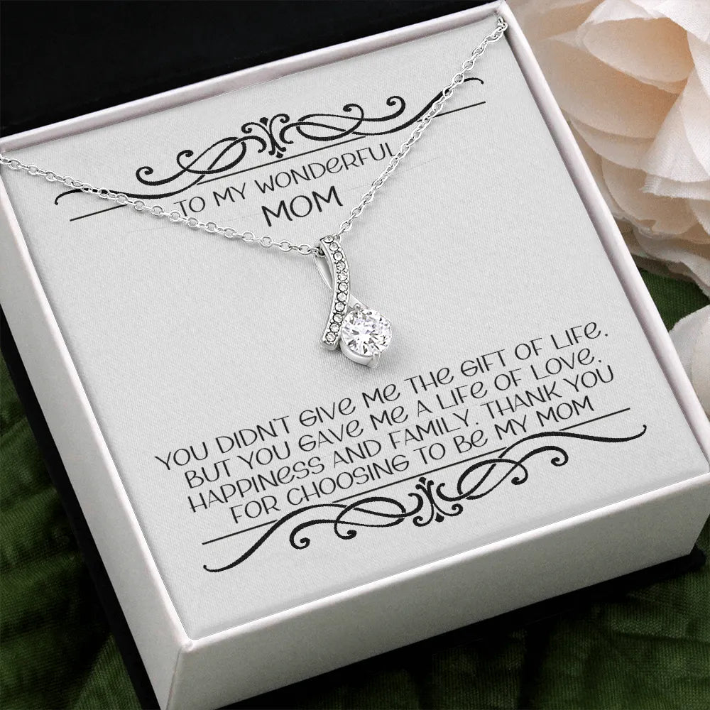 Gift for Stepmom Necklace | Meaningful Adoption Keepsake | 14k White Gold Over Stainless Steel | Birthday or Mother's Day 202