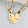 Personalized Heart Puzzle Necklace | Matching Couple Names Pendant | Premium Stainless Steel Jewelry | Romantic Anniversary G
