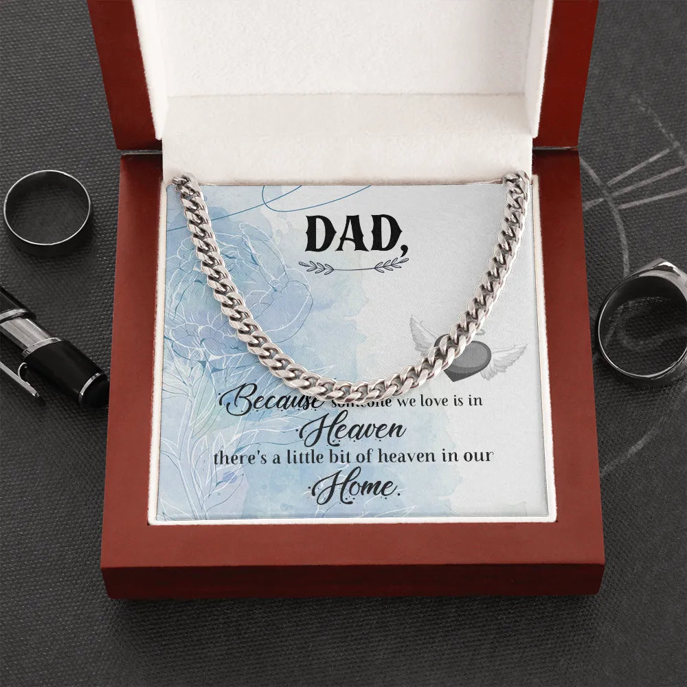Memorial Cuban Link Chain Necklace | Dad In Heaven Sympathy Gift | Polished Stainless Steel | Meaningful Bereavement Keepsake