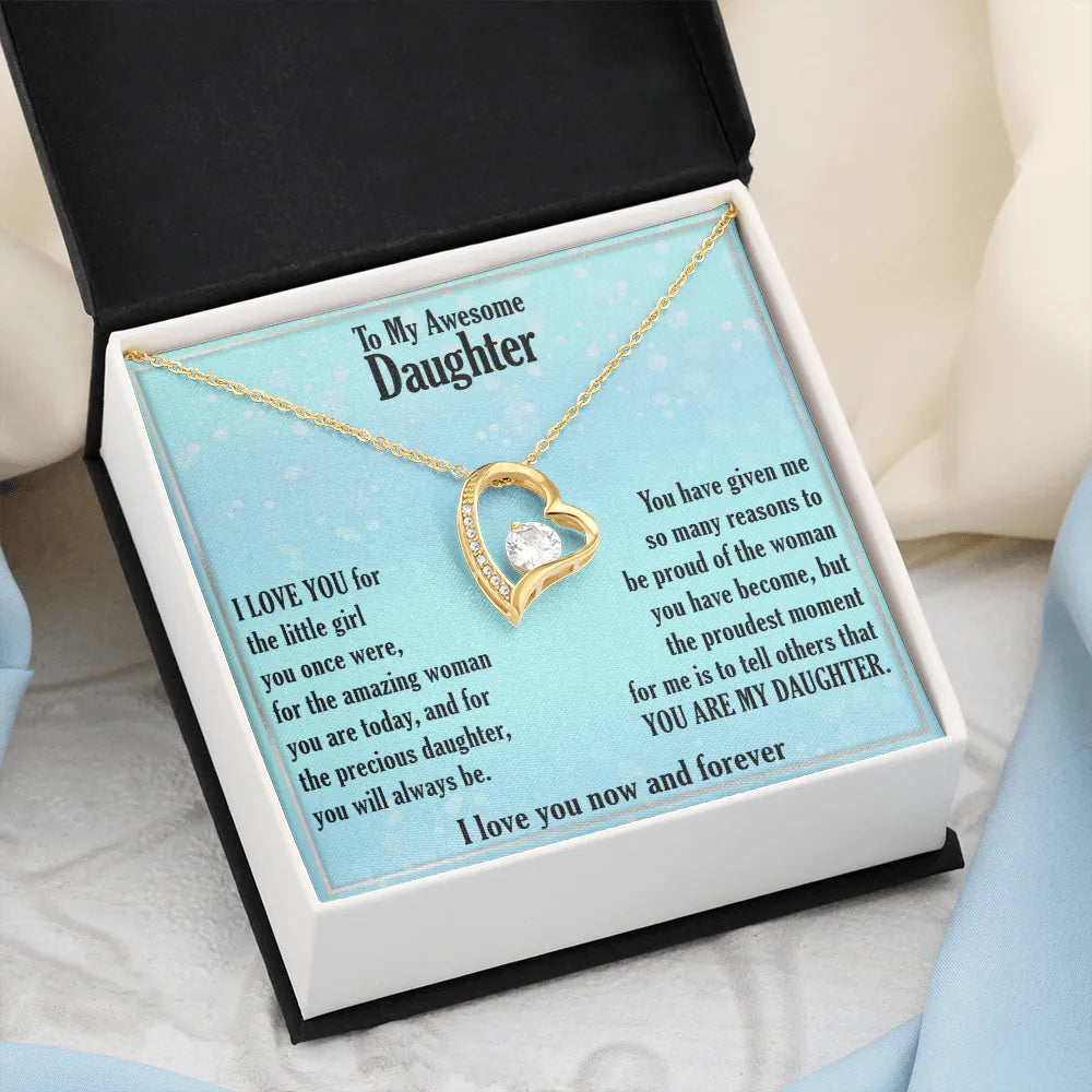Forever Love Necklace for Daughter | Heart Pendant with Cubic Zirconia | 14K Gold Finish | Meaningful Birthday Gift for Daugh
