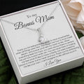 Bonus Mom Necklace | Heartfelt Message Card Gift | 14k White Gold Over Stainless Steel | Meaningful Jewelry for Stepmom Birth