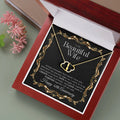 48th Anniversary Gift for Wife | Interlocking Heart Pendant Necklace | 10k Solid Gold & Diamond Jewelry | Romantic Message Ca